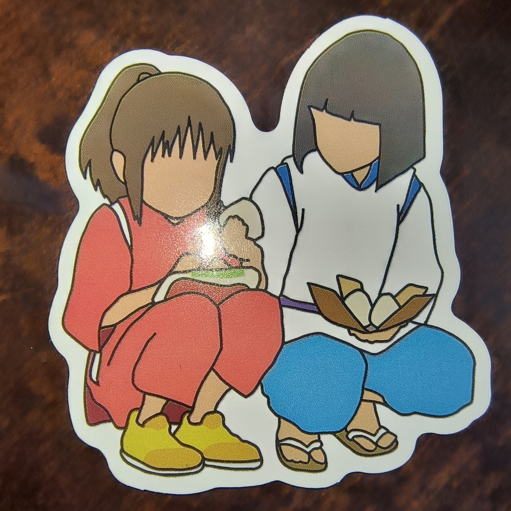 Illustrated Duo Vinyl Sticker - Red, Blue, Yellow Studio Ghibli Spirited Away
